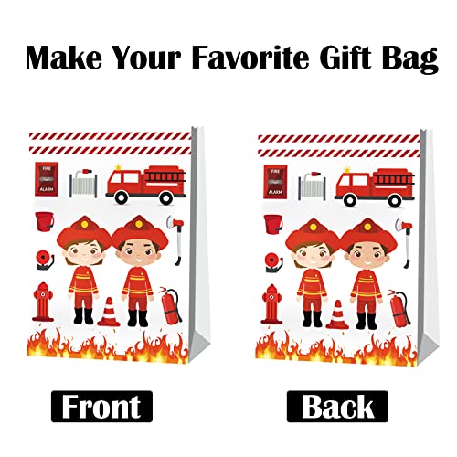 24pcs Firetruck Goodie Bags Fire Truck Birthday Party Supplies Firefighter Party Supplies Firetruck Birthday Decorations - style: firetruck