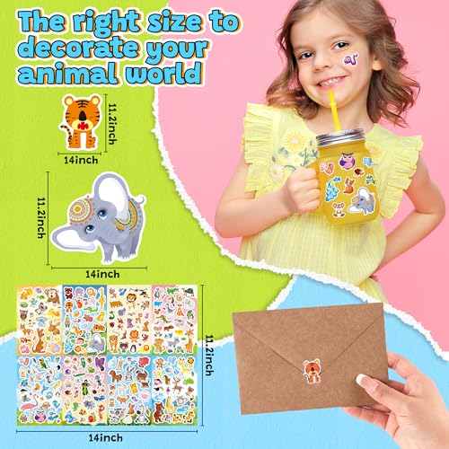 Sinceroduct Stickers for Kids Bulk, 64 Sheets 1800+ Animal Sticker Sheets, Cute Sticker Pack for Toddlers, Classroom Reward Stickers, Party Favors, Scrapbooking, Water Bottle Stickers - color: Animal-01