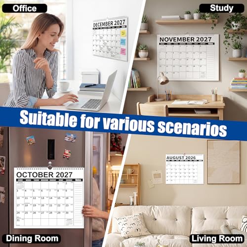 Wall Calendar 2026-2027 (July 2026 - December 2027) - 18 Month Large Hanging Calendar 14.57 x 11.42 Inches, Monthly Planner with Ruled Blocks, Thick Paper, Holidays, To-Do List & Notes for Home, Office, Classroom - color: Black