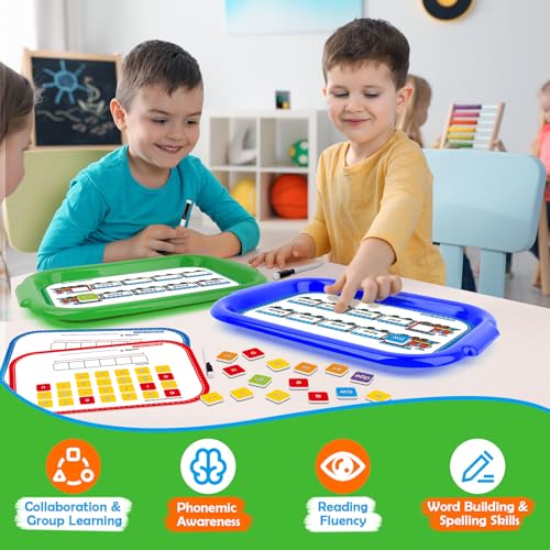Phonics Magnetic Letter Tiles,6 Set Magnetic Letter Trays Word Work Study in Groups,Phonics Manipulatives Magnets for Kids Teaching Tiles,Phonemic Awareness,Science of Reading Classroom Must Haves