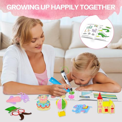 Dayker 3D Pen Printing Drawing Book, Reusable 40 Patterns Painting Graffiti Template with A PVC Transparent Board, 3D Art Thick Paper Stencils for Starter and Artist 3D DIY Gifts - color: Pink