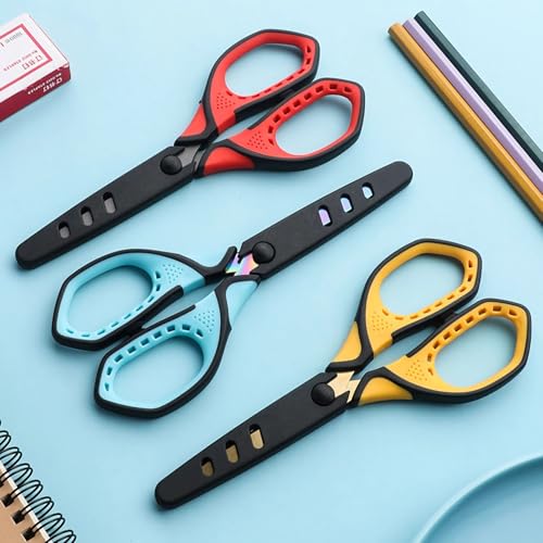 Jasni 3 Pack Teflon blackening Non-Stick Premium 7.5" Titanium No Rust Super Sharp Scissors Shears Soft Comfort-Grip for Office School Home Art Craft DIY student paper Sewing Fabric (Blue) - color: Blue