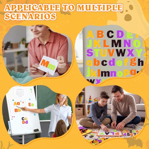 Breling 310 Pieces Felt Letter Bulletin Board Letters Sticker with Number 2" Bulk Self Adhesive ABC Upper Lowercase Sticky Letter for Xmas Gift Bulletin Board Classroom (Halloween Color) - color: Halloween Color