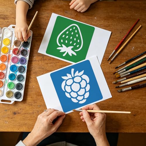 CUTHOLLOW 25PCS Food,Hamburgers, Desserts Painting Shape Stencils Sets - 8 Inch Reusable&Washable Drawing Template, Different Primary Themed Sidewalk Chalk Art Stencils Kit for Craft Room Wall Paper - style: Food Theme