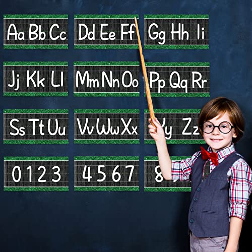 12 Pieces Alphabet Bulletin Board Strips Set Alphabet Line ABC Number Banner & Border Posters for Preschool Kindergarten Classroom Playroom Bedroom (Farmhouse) - style: Modern Farmhouse