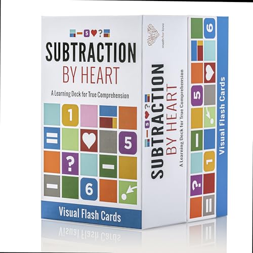 Math for Love Subtraction by Heart | Subtraction Flash Cards for Kids Grades K–3 | Visual Spaced Repetition for Fact Mastery | 145 Cards, 3 Decks