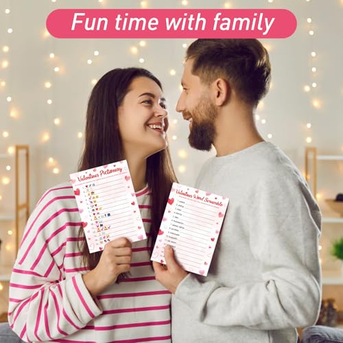 COCHIE 30 Players Valentine's Party Games for Adults Family Office Large Groups, Valentines Parties Words Pictionary Game, Phrases Riddle Game, Word Scramble Games with Answer Key - style: Valentine's Day