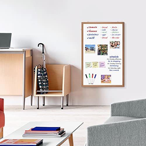 Magnetic Whiteboard for Wall, 24" X 18", Dry Erase White Board with Natural Wood Frame for Home, Office, School…… - size: 24"W x 18"H