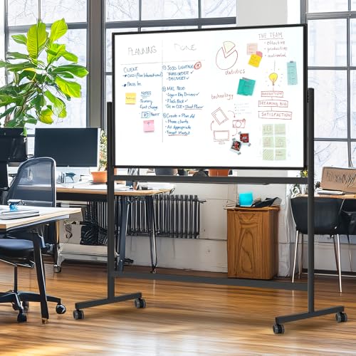 Large Rolling White Board, 48x36 in Double-Sided Mobile Whiteboard, maxtek Reversible Magnetic Dry Erase Board Easel Standing Whiteboard on Wheels School Supplies for Classroom Office and Home, Black - color: Black, size: 48 x 36 inches