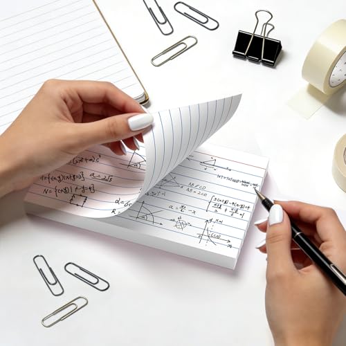 300 Count White Ruled Index Cards, 3x5 Inch Lined Study Flash Cards - 6 Pads, 50 Cards per Pad, Narrow Ruled Note Cards for School, College, Learning, Flashcards with Lines for Notes - color: white & ruled