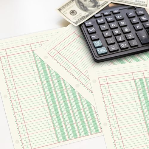 gisgfim 2 Pads 100 Sheets Columnar Analysis Pad 3 Hole Punch Accounting Ledger Book 8-1/2 x 11 Ledger Paper Pad Double Page Format Columnar Pads for Business Bookkeeping & Data(4 Column Ledger) - style: 4 Column Ledger