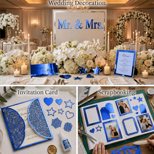 25 Sheets Metallic Blue Cardstock Paper Cardstock 8.5 x 11 Shimmer Sheets 250gsm/92lb Heavyweight Scrapbook Paper for Certificates, Invitations, Greeting Cards, Crafts, Graduations - color: Blue