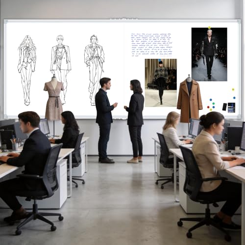 118"X48" Large Magnetic Whiteboard - Dry Erase Board, 10x4 Ft, Foldable Design, Non-Reflective Coating Surface Ultra-Wide Office White board, Silver Frame For Lecture Hall (Full Kit Included) - color: White, size: 118"W x 48"H