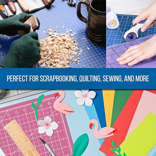 U.S. Art Supply 12" x 18" Self-Healing Cutting Mat 5-Ply - Double-Sided Pink/Blue Craft Mat, Non-Slip Cutting Mats for Crafts, Sewing, Quilting, Scrapbooking - color: Pink/Blue