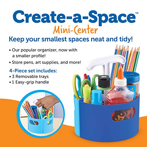 Learning Resources Create-a-Space Storage Mini Center Blue - Desk Caddy Organizer for Kids, Art Supplies Classroom Organizer, Homeschool Supply Organizers and Classroom Storage, Marker Holder - style: Blue