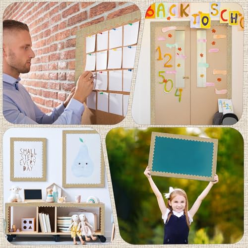 Aodaer 65.5 Feet Burlap Bulletin Board Borders Scalloped Border Trims Back to School Bulletin Board Decorations for School Classroom Wall Decor - style: Burlap