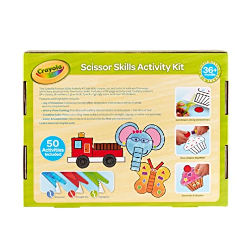 Crayola Toddler Scissor Skills Activity Kit (3ct), Safety Scissors and Craft Supplies, Toddler Crafts, Gift for Kids, Ages 3+