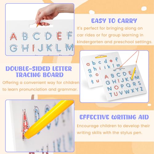 LovesTown Double Sided Magnetic Alphabet Tracing Board ABC Letter Learning Toy with Magnets Educational Writing Practice for Preschool Toddlers (Pack of 2) - size: 13"W x 10"H (Pack of 2)