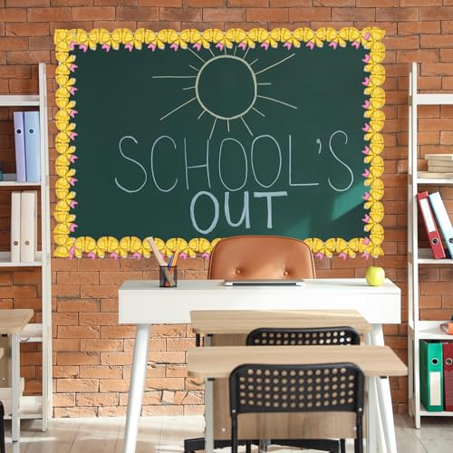82Ft Back to School Bulletin Board Border, 1 Roll Pencil & Bow Pattern Trim Border Non-Stick Border Roll for School Opening Chalkboard Bulletin Board Classroom Wall Window Door Decor