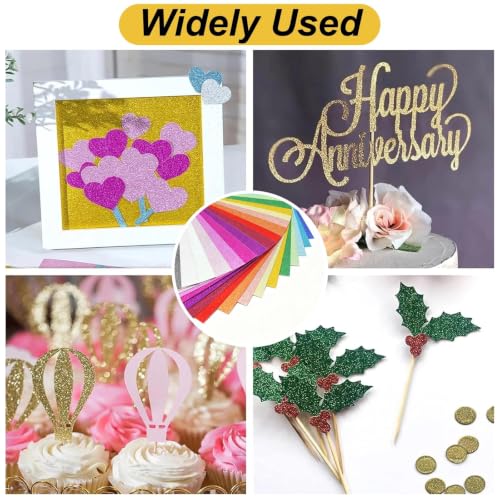 40 Sheets A5 Glitter Cardstock, 20 Colors, Greeting Card, Scrapbook, DIY | 250 GSM Structured Glitter Paper, Easy to Cut, Fold, Bond, Cupcake Toppers, Scrapbooks, Birthday Banners, Gift Packaging
