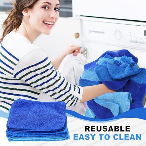 Tanlade Cleaning Cloth Dry Erase Cloth Cleaning Rags Reasonable Kitchen Towels Microfiber Towels Cars Wash(6 x 6 Inch,Blue/Light Blue/Dark Blue,30 Pcs) - color: Blue/Light Blue/Dark Blue, size: 6 x 6 Inch