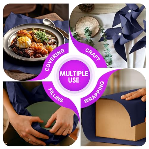PerkHomy Navy Blue Kraft Paper Roll 17.5" x 760" (63') for Gift Wrapping Bouquet Flower Art Painting Craft Writing Packaging Shipping 80GSM 55LB (Navy Blue, 17.5" x 63') - color: Navy Blue, size: 17.5" x 760"