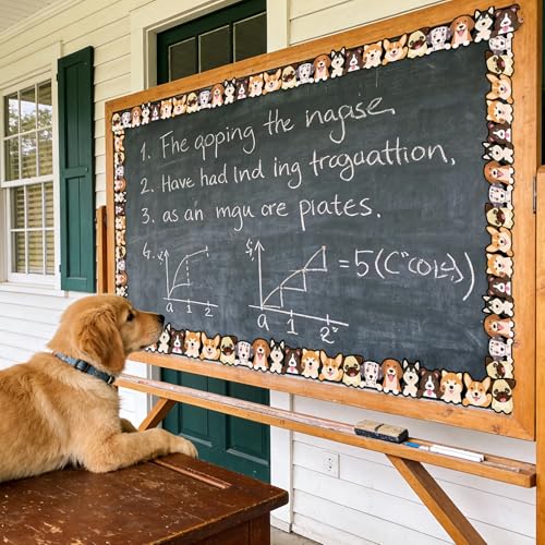 Whaline 32.8 Ft Dog Theme Bulletin Board Border Cute Cartoon Puppy Die Cut Trim Border Roll for Back to School Chalkboard Wall Decor