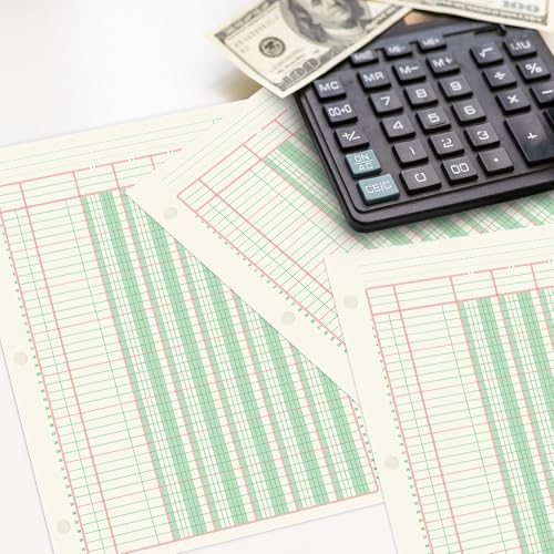 gisgfim 2 Pads 100 Sheets Columnar Analysis Pad 3 Hole Punch Accounting Ledger Book 8-1/2 x 11 Ledger Paper Pad Double Page Format Columnar Pads for Business Bookkeeping & Data(5 Column Ledger) - style: 5 Column Ledger