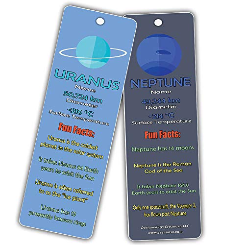Creanoso Planets and Universe Fun Facts Bookmark Cards(12-Pack) - Solar System and Galaxy Learning Pack - Excellent Party Favors Teacher Classroom Reading Rewards and Incentive Gifts