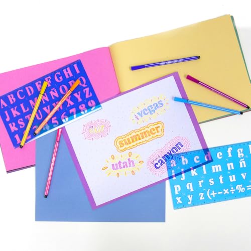 BAZIC 20 mm Transparent Lettering Stencil Ruler Sets, 2 Per Pack (305-24P)