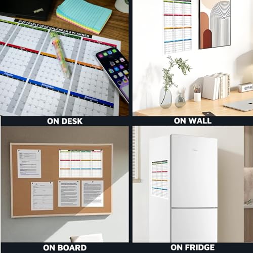 2026 Wall Calendar 11x17 Inch, 2 Pack (1 Laminated Dry Erase + 1 Cardstock), Monthly Yearly Planner, Reversible Horizontal & Vertical, Large Writing Space, Holidays Marked – Office, Home, Classroom - color: 2026 Yearly-Laminated+Cardstock