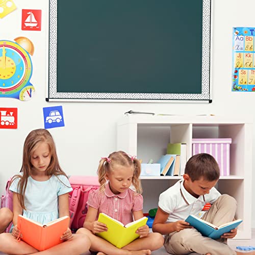 Zonon 65 Feet Bulletin Board Borders Black and White Polka Dots Striped Grid Borders Decorative Straight Scalloped Wavy Rolled Trim Classroom Back to School Decor(Black Painted Dots) - style: Black Painted Dots