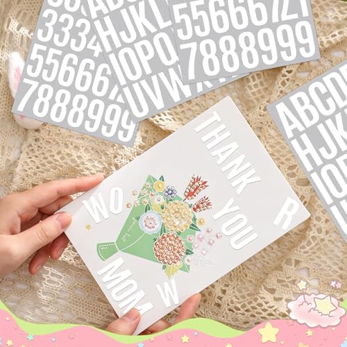 414Pcs Letter Stickers Alphabet Stickers 15 Sheets 2 Inch Vinyl Letter Sticker Self Adhesive Alphabet Number Stick on Sticker for Scrapbook Classroom Craft Window Bulletin Board Sign Mailbox Numbers - color: White