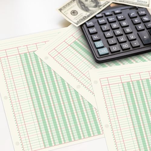 gisgfim 2 Pads 100 Sheets Columnar Analysis Pad 3 Hole Punch Accounting Ledger Book 8-1/2 x 11 Ledger Paper Pad Double Page Format Columnar Pads for Business Bookkeeping & Data(6 Column Ledger) - style: 6 Column Ledger