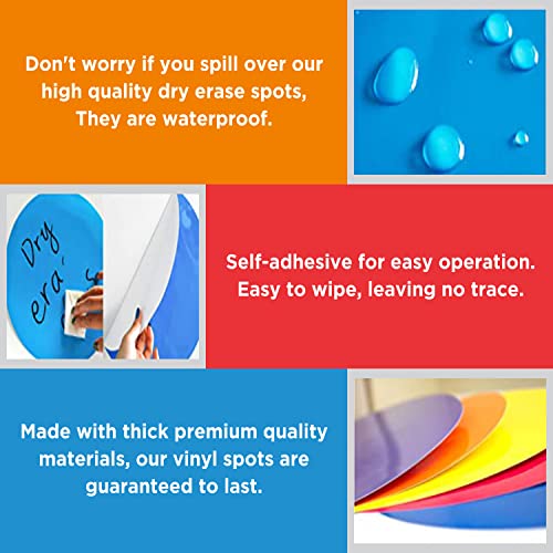 SCRIBBLEDO 8 Pack Dry Erase Dots 11 inch Colorful Dry Erase Circles for Tables Whiteboard Wall Removable Vinyl for School Classroom Teachers Students