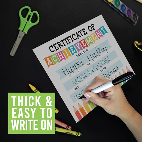 Award Certificates for Students -25 Certificate of Achievement Awards, Gold Star Certificate Paper, Preschool Graduation Certificates for Kids, Kindergarten Diploma, Star Student Honor Roll - style: Colorful Pencil