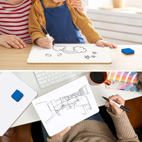 MaxGear Double Sided Dry Erase Board, 9'' x 12'' Small White Board, 2 Pack | Reusable Double Sided Surface, Easy to Write and Erase, Portable Small Learning Board, Includes 2 Markers and 2 Erasers