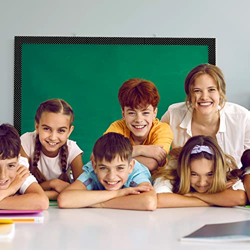 Zonon 65 Feet Bulletin Board Borders Black and White Polka Dots Striped Grid Borders Decorative Straight Scalloped Wavy Rolled Trim Classroom Back to School Decor(White Dots) - style: White Dots