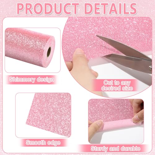 Glitter Pink Bulletin Board Roll Non-Woven Fabric Poster 15.7" x 40 Ft - color: Pink, size: 15.7" x 472.4"