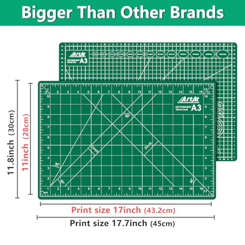 ArtAt Self Healing Cutting Mat:【10 Pack Cutting Mat 12″x 18″】 Green Double Sided Non-Slip 5 Layers PVC Durable Craft Sewing A3 Mat for Rotary Cutter - color: Green, size: 18"L x 12"W(10pcs)