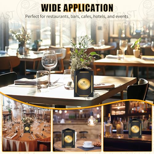 Leatherette Table Tents Triangle Menu Holders 5"x 7",10 Pack 3-Side Picture Frames with Angled Corners for Restaurant, Bar, Cafe, Wedding, Durable and Foldable Design (5 Pack, 5" x 7") - size: 5 Pack, 5" x 7"