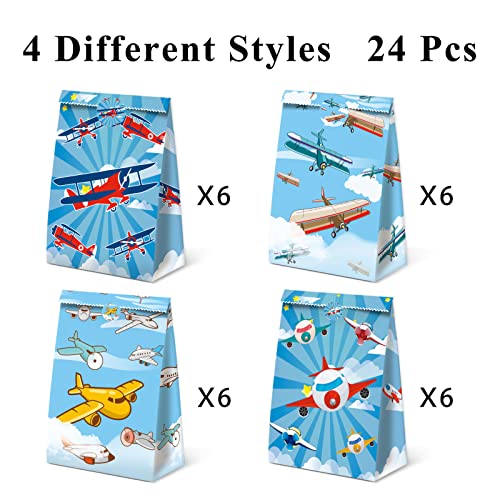 24Pcs Plane Party Bags Airplane Birthday Party Supplies Planes Party Decorations Airplane Gift Bag Airplane First Birthday Decorations - style: airplane01