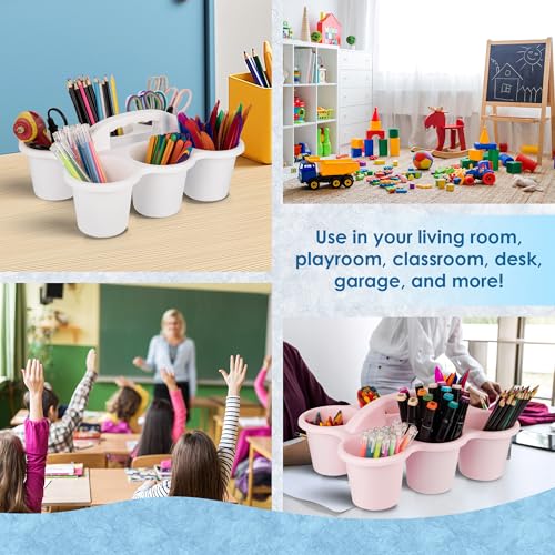 Classroom Caddy for School, Kidsroom, Pencil Holder, Plastic Cup Caddy for Drink Delivery, Pink, 4 Pack - color: Pink-4pack