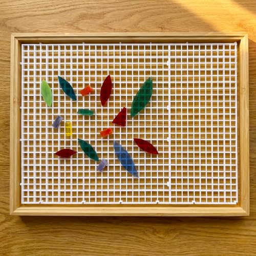 Stained Glass Cutting Mat - Double Layer Detachable Grid Mat for Glass Cutting with Fragment Catcher (17"x12") for Craft, Tile & Glass Cutting Projects