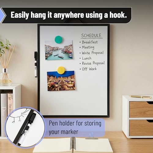 Mr. Pen- Small Magnetic White Board, 16"x12" | Double-Sided Magnetic Dry Erase Board with Handle & Dry Erase Marker, Portable Aluminum Frame Whiteboard for Office, Home