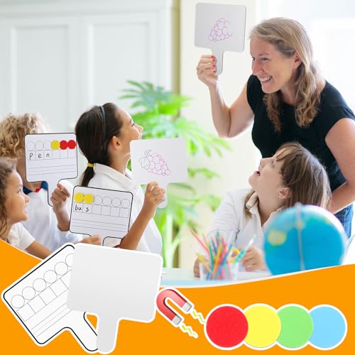 Seajan 6 Pack Magnetic Dry Erase Whiteboards with Elkonin Boxes, Phonemic Awareness and Phonics Activities, Science of Reading Manipulatives, Kindergarten Classroom &Home School Supplies(Black) - color: Black