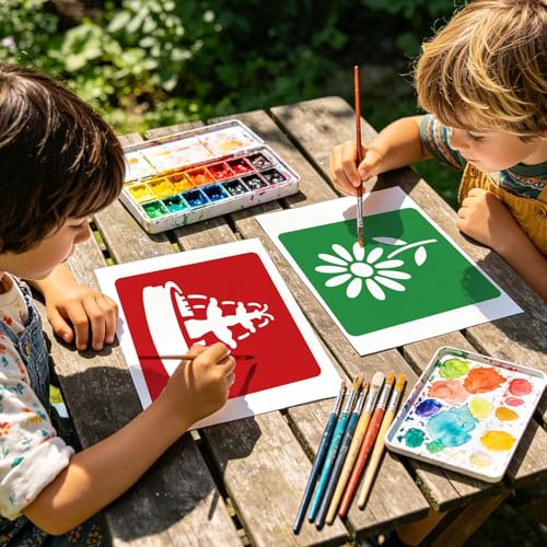 CUTHOLLOW 25PCS Garden Animals Painting Shape Stencils Sets - 8 Inch Reusable&Washable Drawing Template, Different Primary Themed Sidewalk Chalk Art Stencils Kit for Craft Room Wall Paper - style: Garden Animals