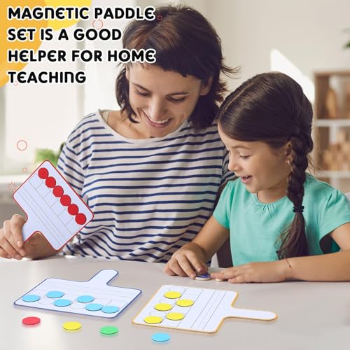 Seajan 12 Pcs Magnetic Paddle Set Education Dry Erase Double Side Handheld Answer Board with Magnetic Counters Discs Phonemic Awareness Phonics Games Toy for Students Kids Teaching (Multicolor) - color: Multicolor