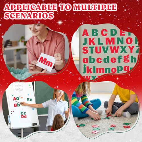 Breling 310 Pieces Felt Letter Bulletin Board Letters Sticker with Number 2" Bulk Self Adhesive ABC Upper Lowercase Sticky Letter for Xmas Gift Bulletin Board Classroom(Christmas Color) - color: Christmas Color