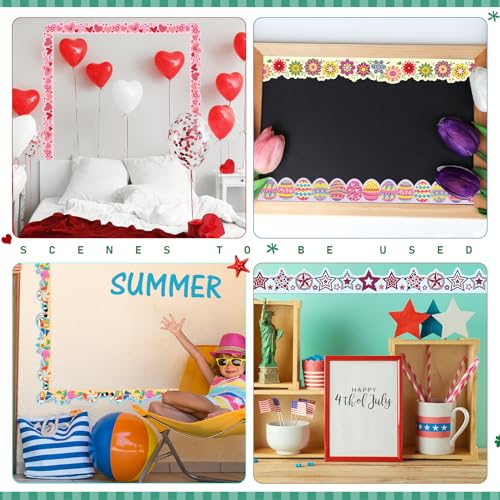 Geyee 360 Pcs Holiday Bulletin Board Borders Seasonal Bulletin Board Decorations Summer Beach Classroom Trim for Classroom School Wall Decor, 12 Design(Novel) - style: Novel